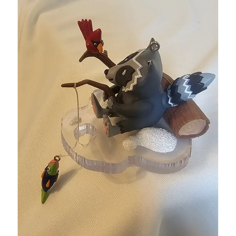 VTG 2000 Hallmark Keepsake Raccoon Ice Fishing Christmas Ornament